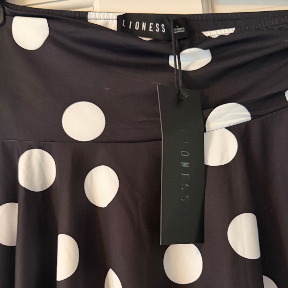Lioness Black and White Polka Dot Asymmetrical Wrap Skirt - Picture 2 of 4